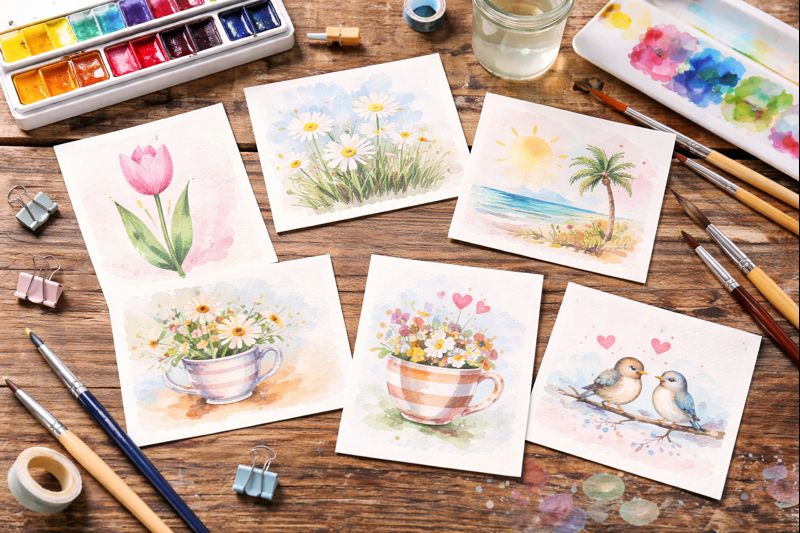 FRIDA: Aquarell-Postkarten 