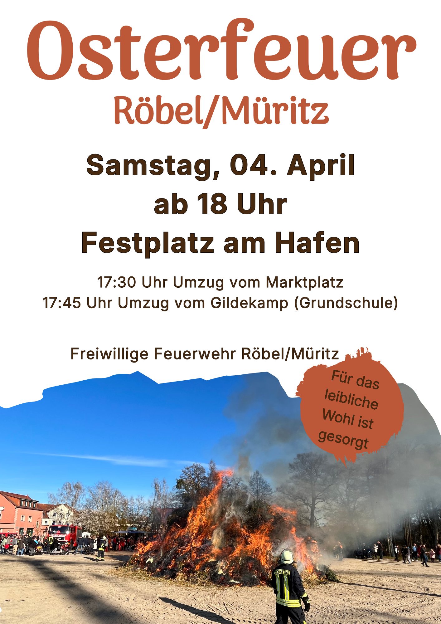 Osterfeuer der Freiwilligen Feuerwehr Röbel/Müritz