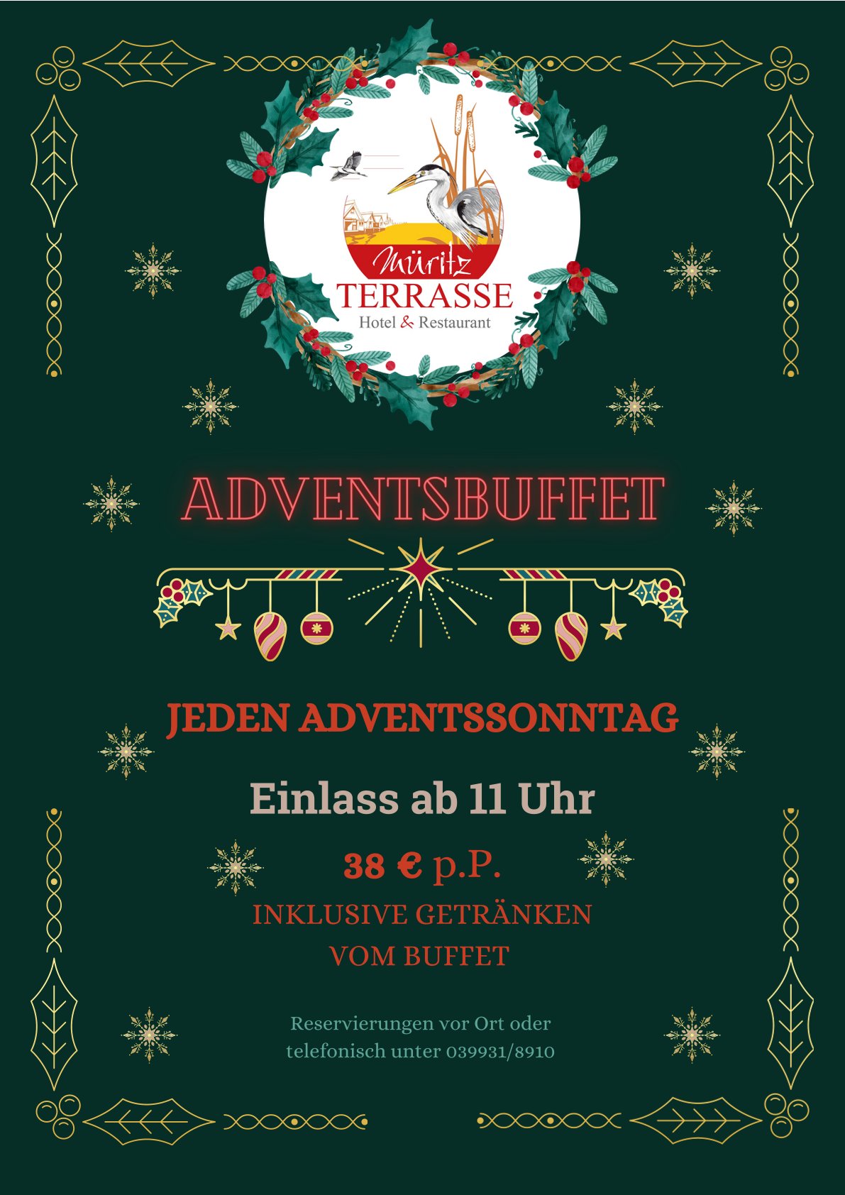 Adventsbuffet in der Müritzterrasse