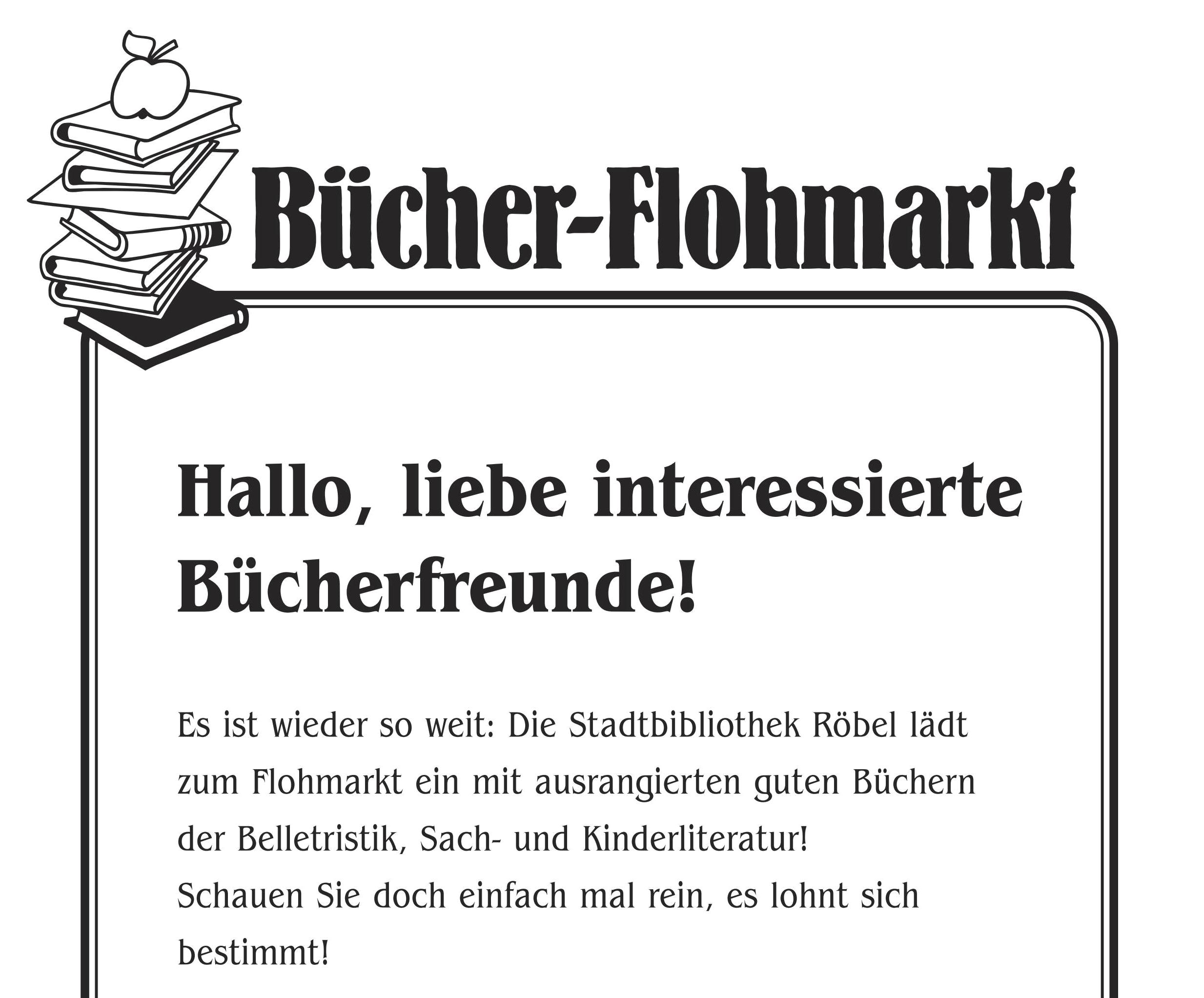 Bücherflohmarkt der Stadtbibliothek Röbel/Müritz